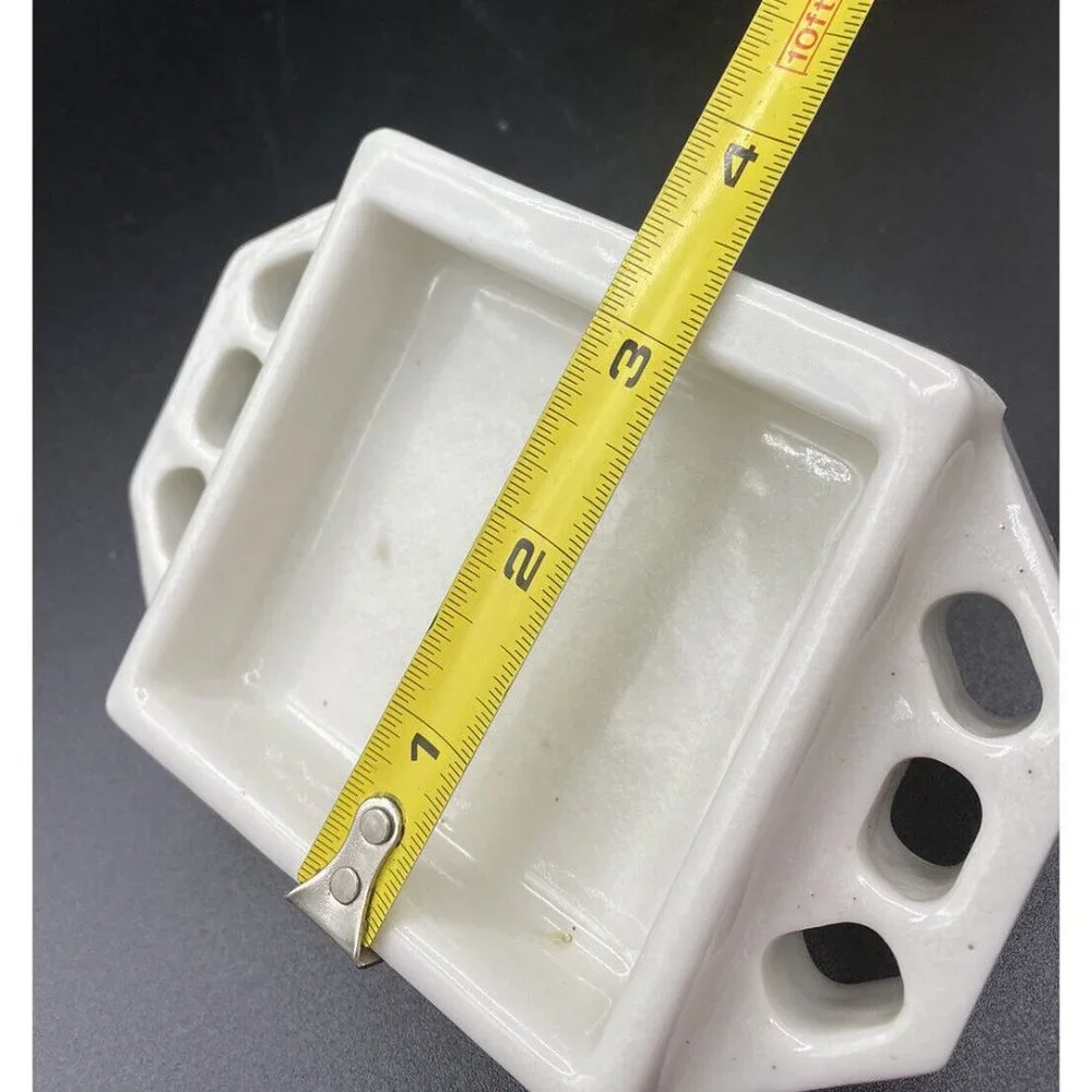 Antique White Porcelain Ceramic Soap Dish Bath Shower Tooth Brush Tray